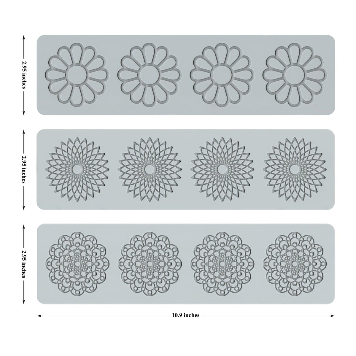 Embossing Lace Fondant Molds, Multi Circle Flowers Lace Mat Wedding Cake Decoration Tool, Rattan Shaped Cupcake Mat Silicone Molds Set of 3