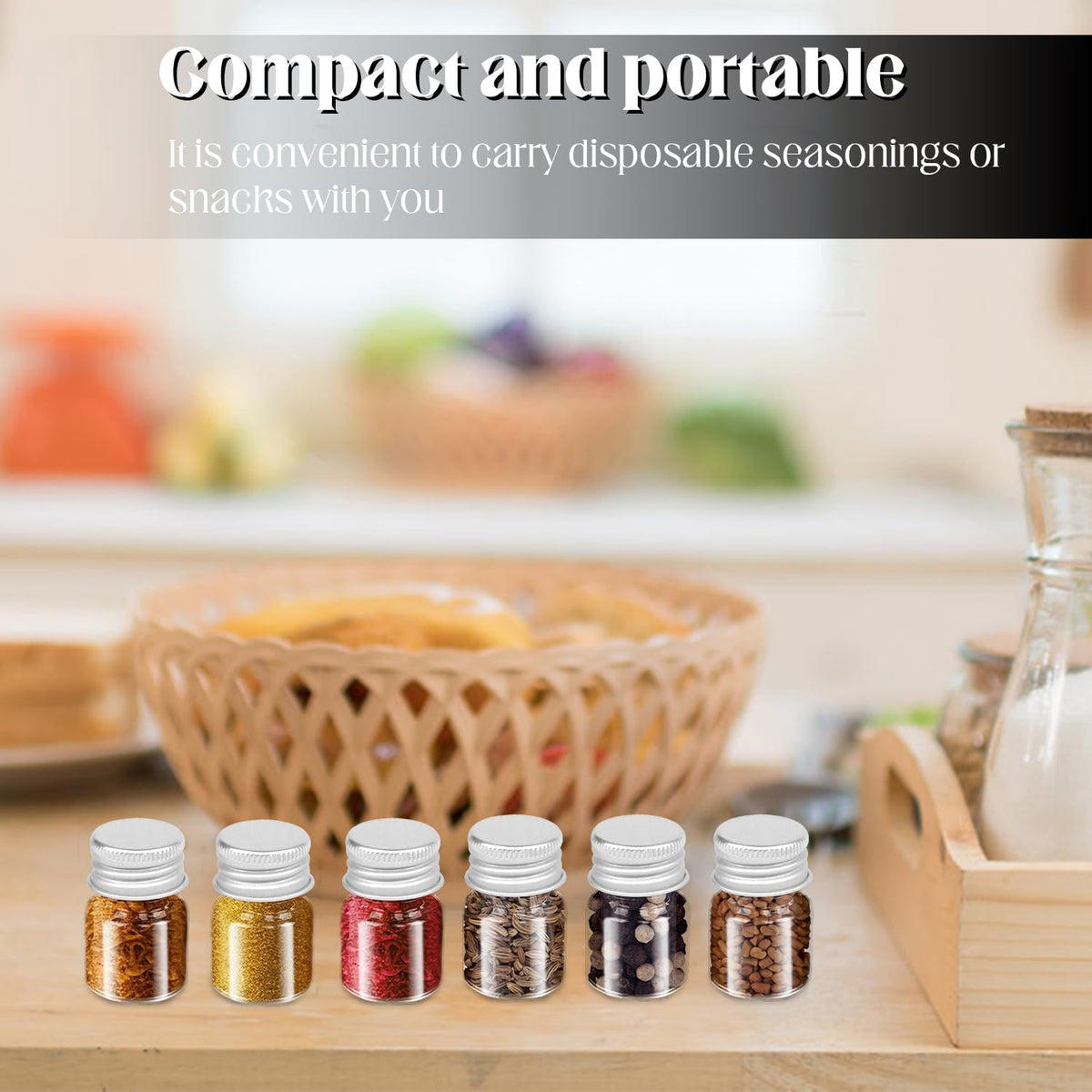 ZSDRTYU Small Glass Jars With Lids, 100 Pack 5ml Small Jars Mini Jar With Lids Glass Bottles Mini Bottles For Diy Art Craft Storage (Silver)
