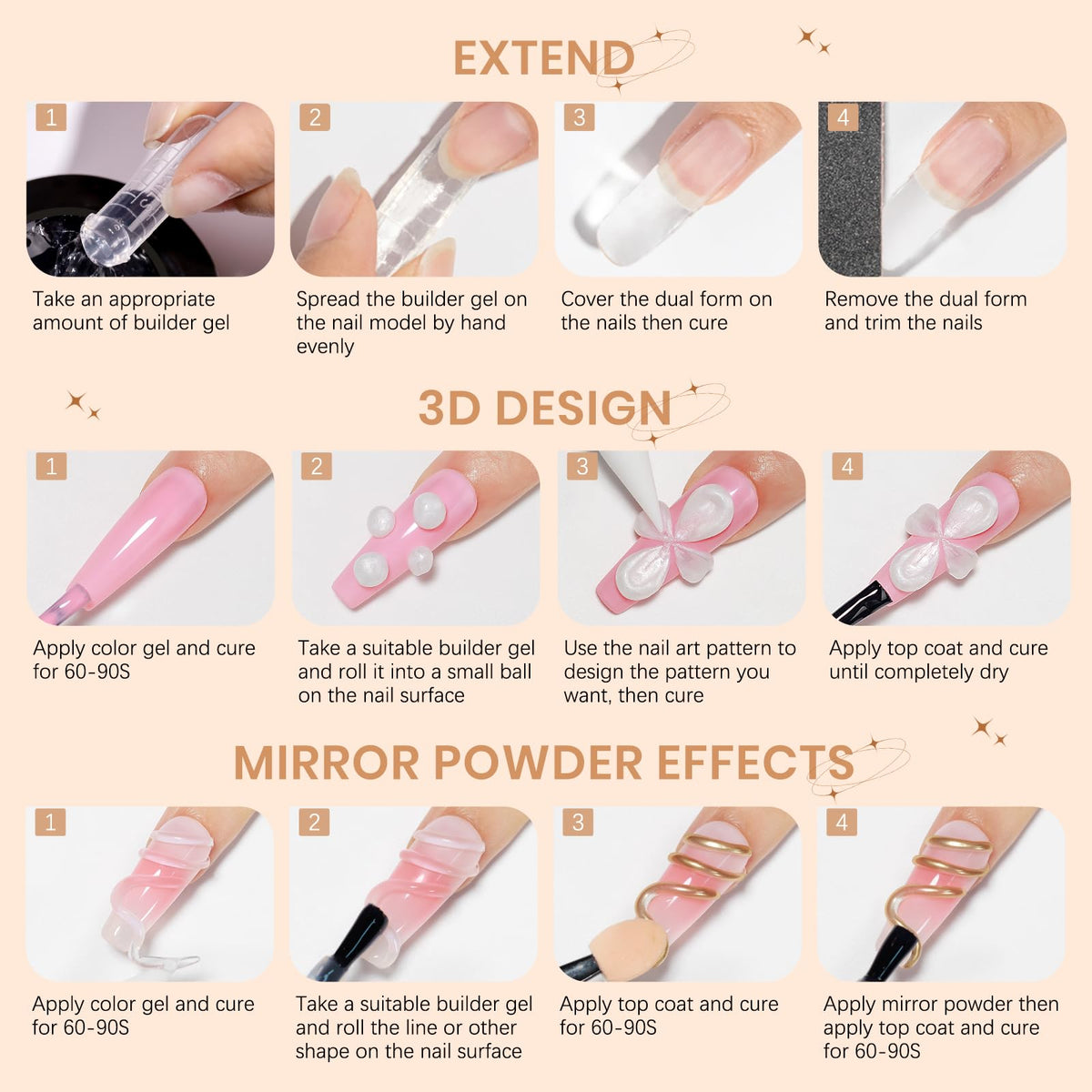 SUPWEE 3d Gel Nail Art Sculpture Non Stick Hand Molding Gel for Nails Multifunctional Solid Builder Gels for Extension Carving Sculpting Beauty Charms for Beignner and Salon DIY
