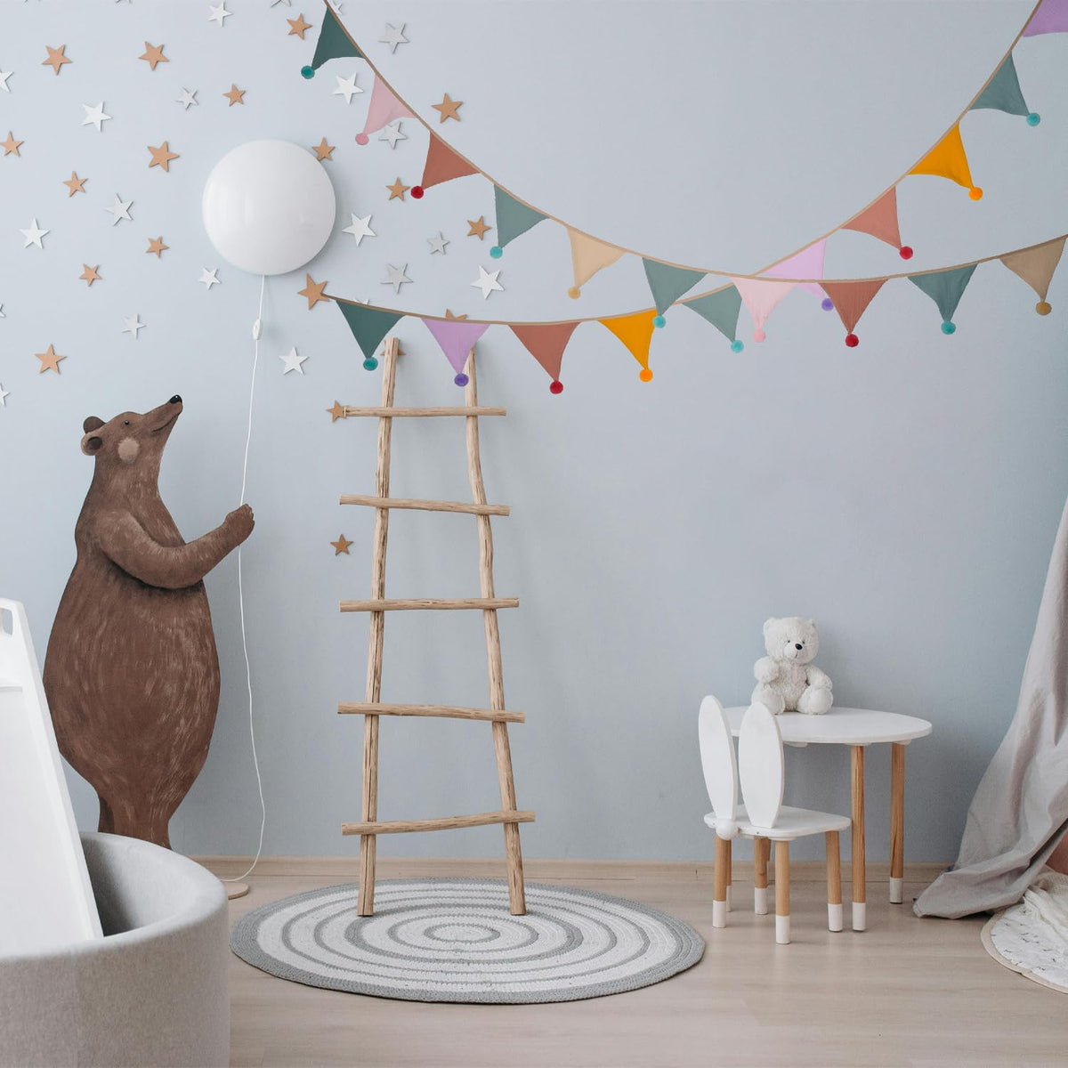 Fabric Bunting Banner, 2 Pack Handmade Neutral String Banner with Felt Ball Each 8.5 ft 10 Flags Nursery Wall Hanging Wedding Birthday Home Baby Shower Party Decoration Bunting (Pink 2 Pack)