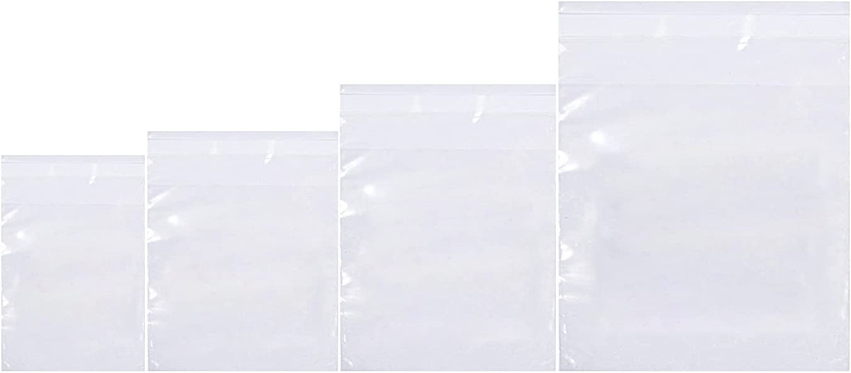 Clear Poly Bags Combo Pack - 400 Count (6x9", 8x10", 9x12", 11x14") - Extra Strong Self-Seal Plastic Packaging Bags for Shipping, Retail & Product Storage