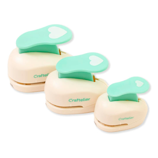 Craftelier - Heart Hole Punch Set | 3/8", 5/8" & 1" Heart Shaped Hole Puncher for Paper Crafts | Hole Puncher for Scrapbooking, DIY Cards & Journals | Craft Punch Set for Paper