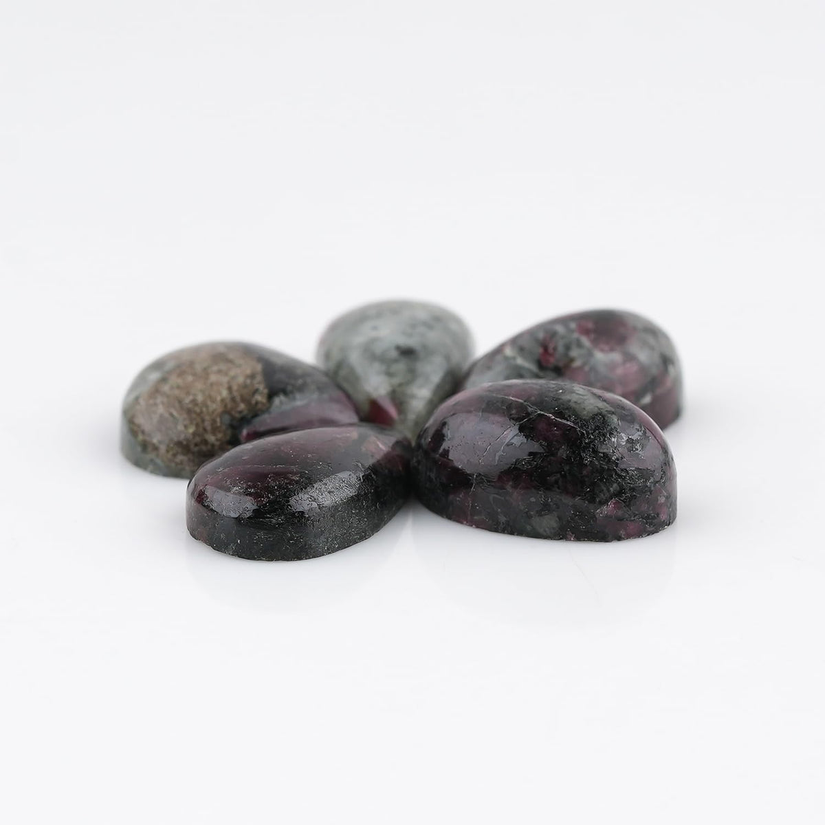 CRYSTALIS Wholesale 5pcs Natural Eudialyte Loose Gemstone Bulk Cabochons Jewelry Making Supply from Norway, Chakra Healing Polished Stones, Wire Wrapping, DIY, Gem Collection