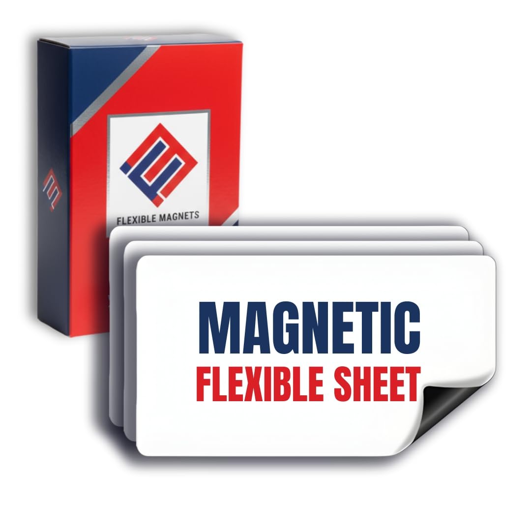 Flexible Magnetic Sheet with Rounded Corners - White, Super Strong & Ideal for Crafts - Commercial Inkjet Printable 12" x 24" x 30 mil (1 Pack)