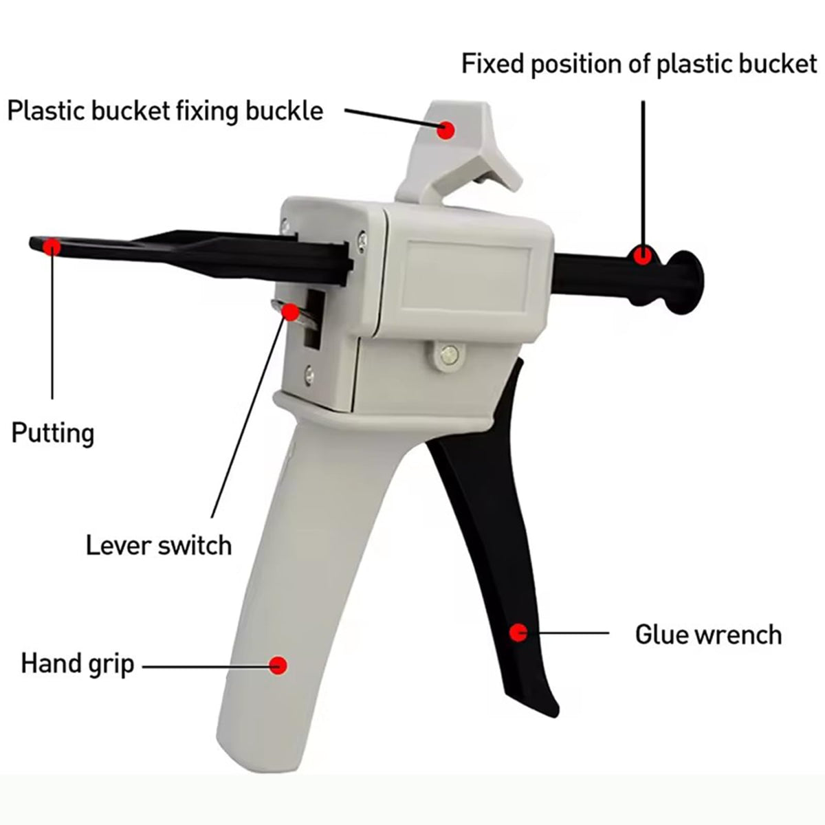 1:1 AB epoxy glue gun, dispensing gun 50ml dual ink cartridge 1:1 manual glue gun, AB two-component sealant applicator dispensing gun kit and epoxy nozzle