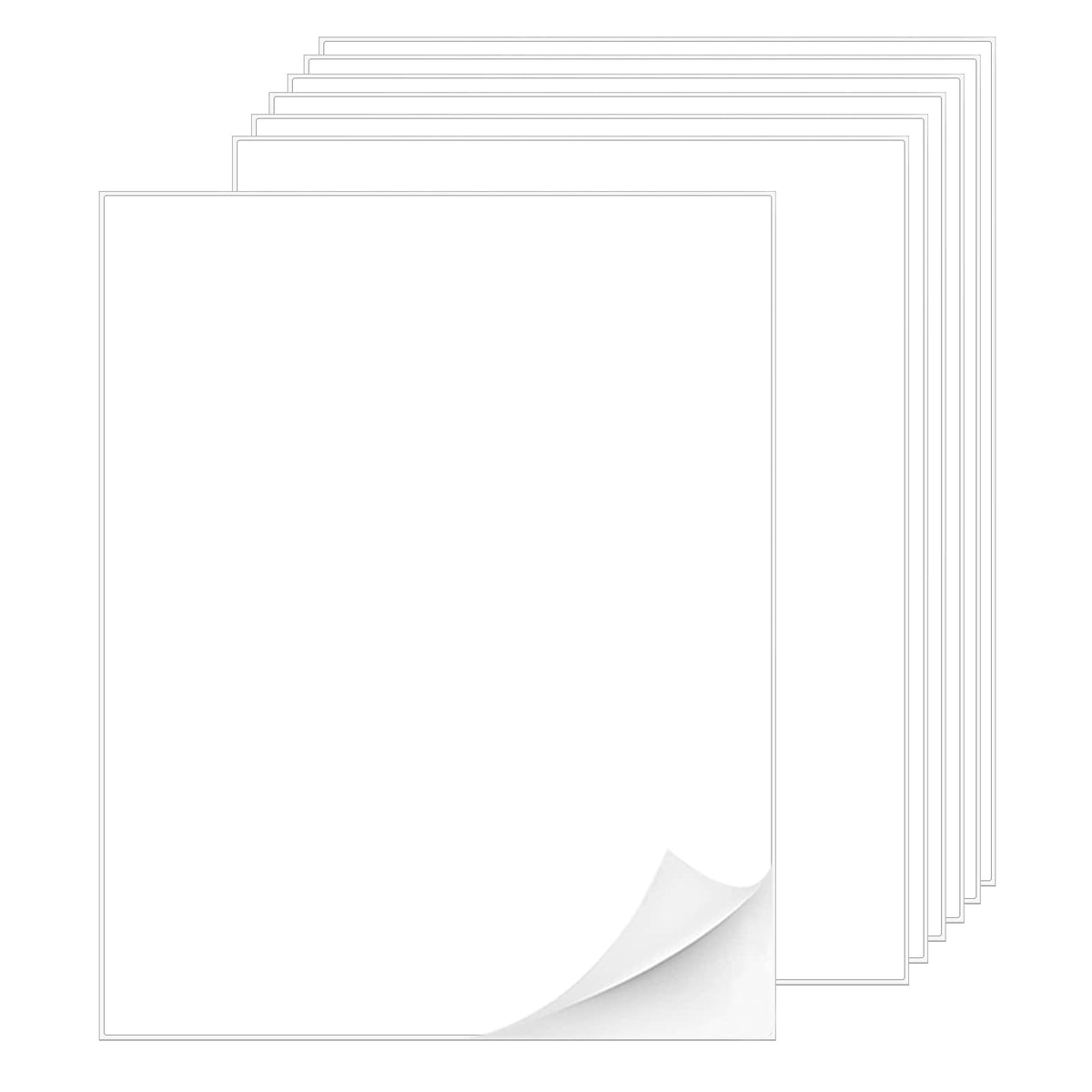 Printable White Sticker Labels, 100 Sheets 8.5" x 11" Full Sheet Label Stickers Paper for Laser & Inkjet Printer - Matte, 100 Labels