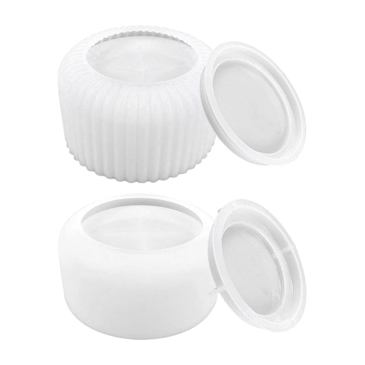 2PCS Storage Box with Lids Candle Jar Molds Set, Tea Light Candle Holder Silicone Molds for Resin, Round Shape Tealight Candle Molds for Epoxy Casting DIY Projects