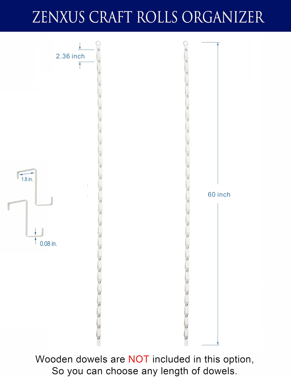 ZENXUS Door Hanging Straps for Vinyl Rolls Organizer, w/o Dowels