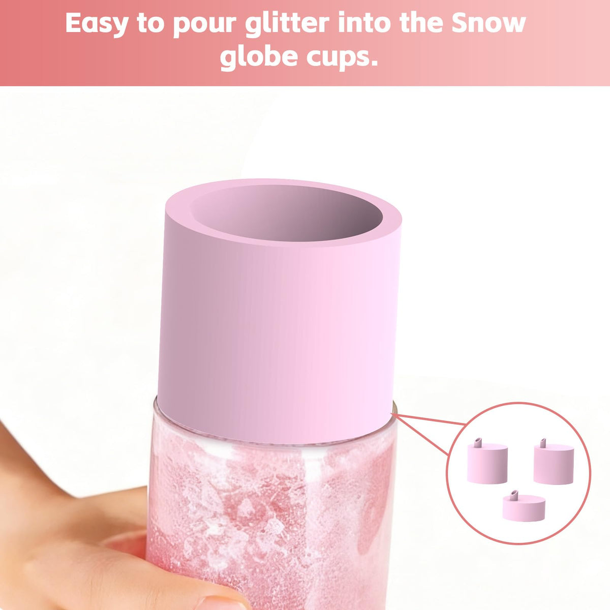 3 Pack Snow Globe Tumbler Funnels, Large & Small Glitter Funnel for DIY Snow Globe Tumblers, No-Mess(Pink)