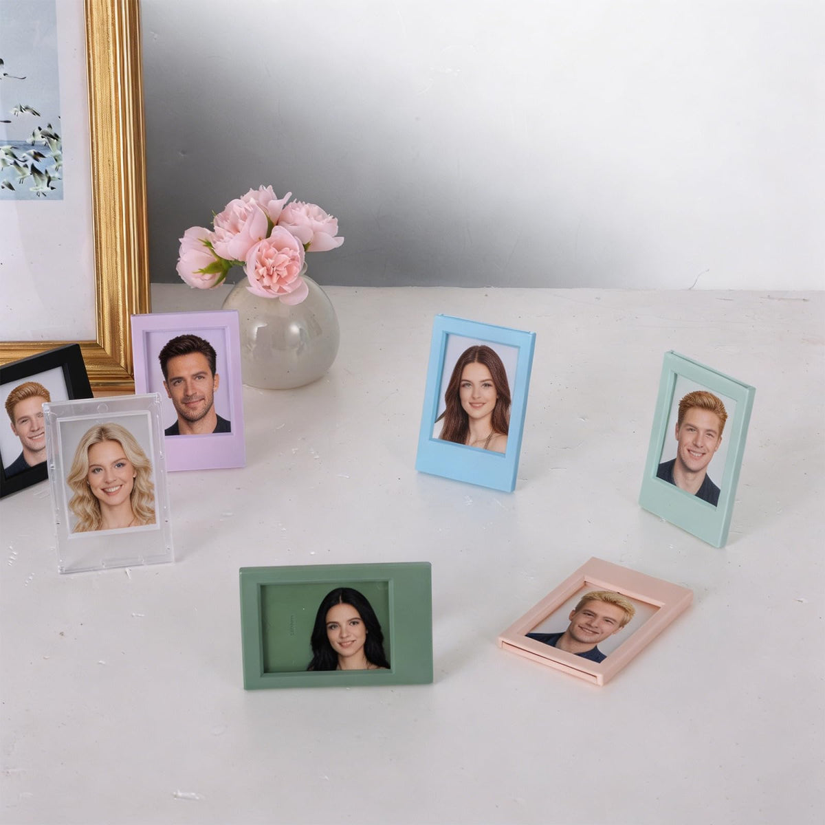 Wopgrty 18 Pack 2x3 Mini Photo Frames Set, 9 Colors Mini Picture Frames with Stand, 3 Inch Polaroid Picture Frame for Living room, Bedroom, Study and Children's Room