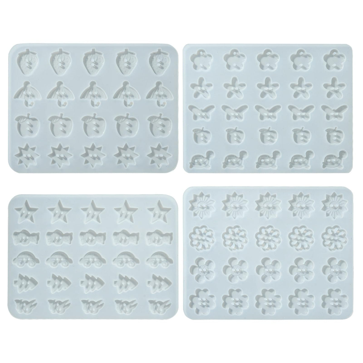 Stiesy 4 Pcs Button Silicone Molds Fruit Flower Star Shape Buttons Charms Epoxy Resin Mould for Resin Jewelry Casting Mold DIY Sewing Craft Decorations Making Tool