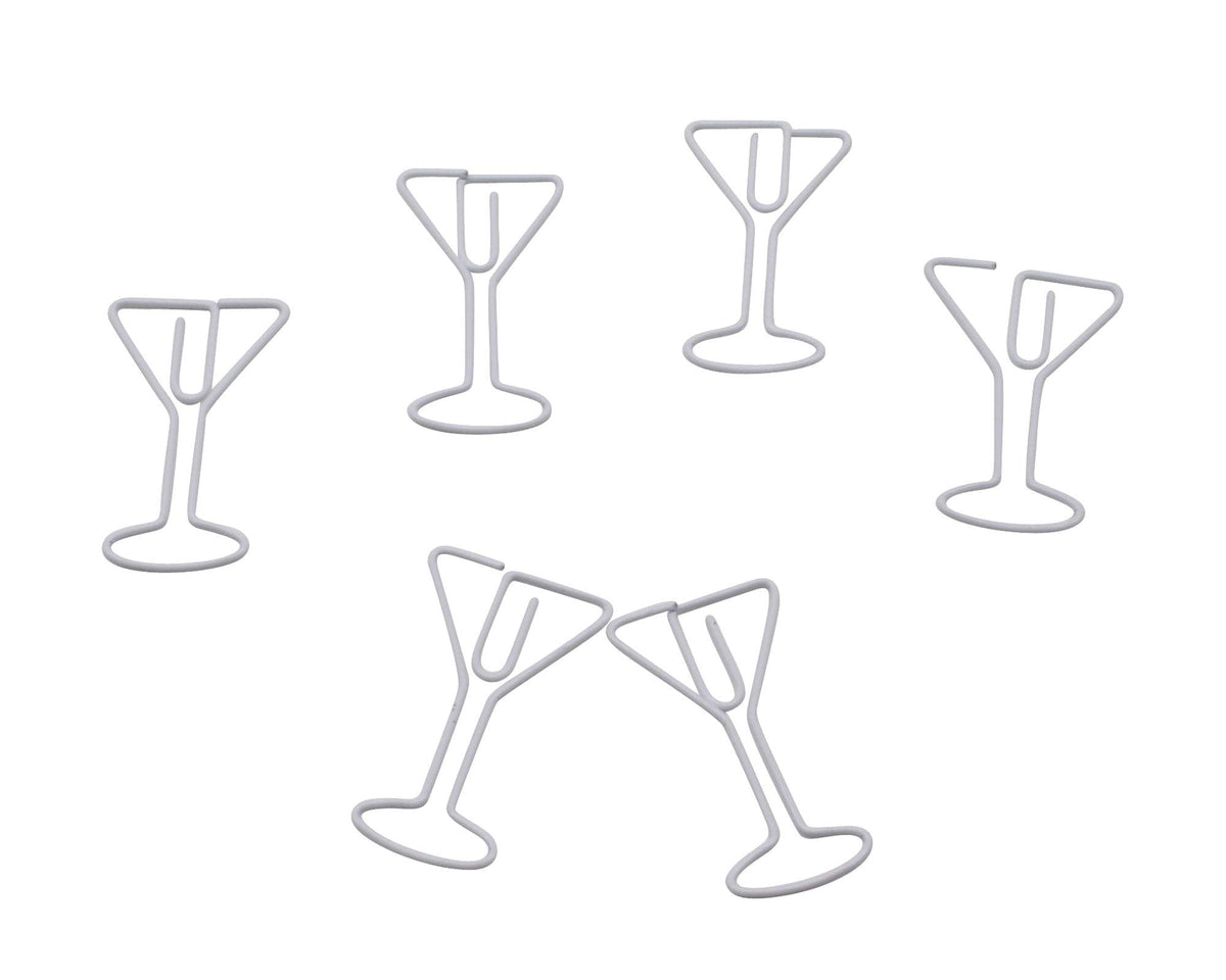 Butler in the Home 100 Count Martini Shaped Paper Clips Great for Paper Clip Collectors or Office Gift - Comes in Round Tin with Lid and Gift Box (White)