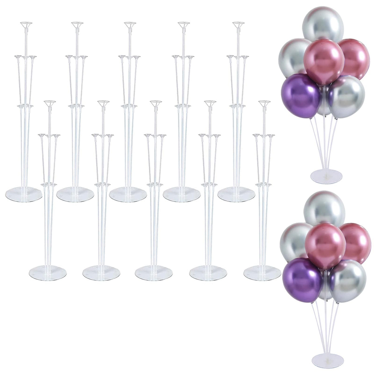 LOBUBT 10 Sets Balloon Stand Kits, Balloon Sticks Holder with Base for Table Centerpiece Graduation Birthday Baby Shower Party Decorations