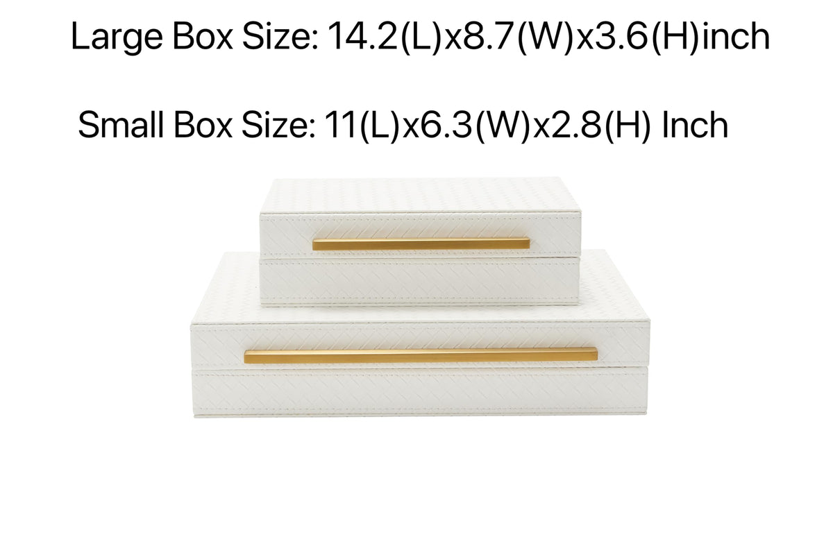 Kingflux White Set of 2pcs Decorative Boxes, Home Storage Boxes Jewelry Organizer, Shelf Orgnizer Box Woment&Men's Accessory Organizer (White)