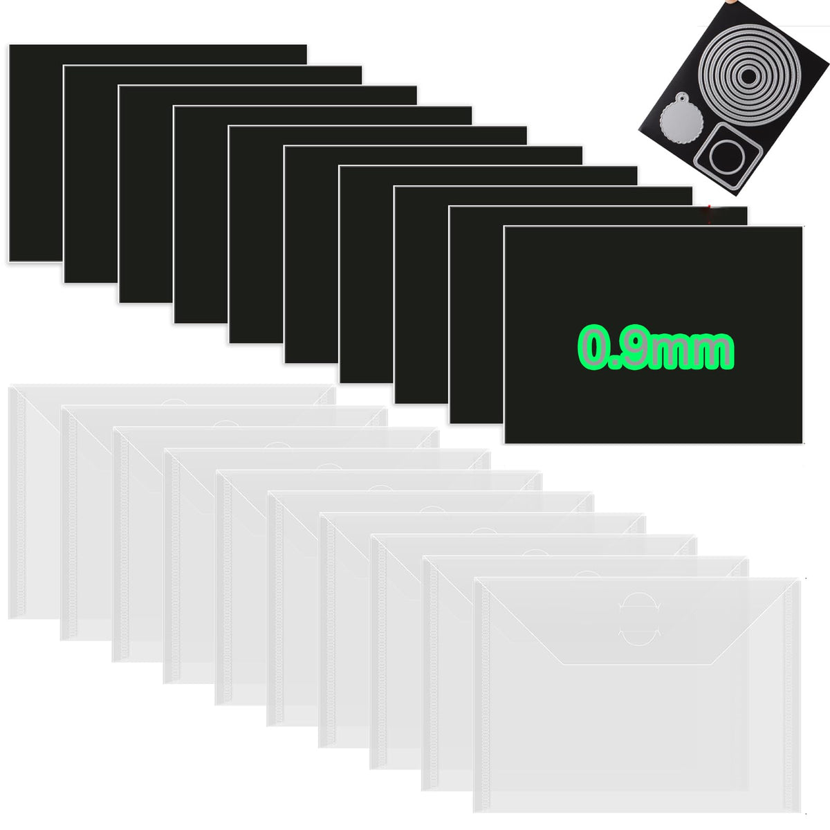 20PCS Dies & Stamps Storage Pockets and Magnet Sheets,0.9mm Thickness Magnetic Sheets for Dies Storage,7X5inch Craft Die Storage Envelopes,Magnetic Die Storage, Stamp and Die Storage Pockets