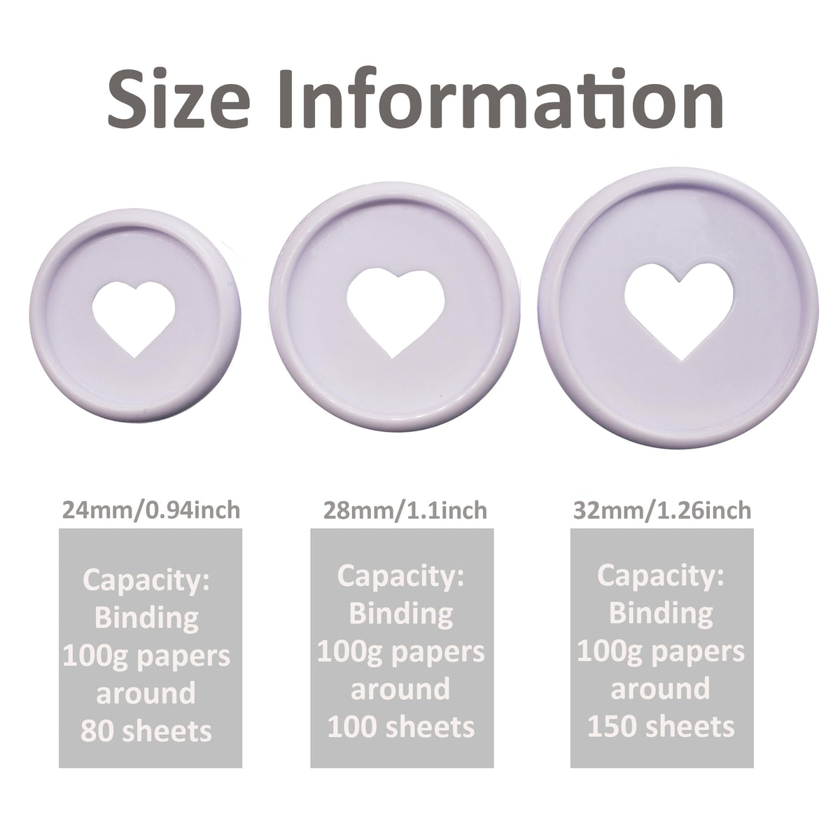 ITSYHPRO 100pcs Planner Expander Discs 1.1Inch Book Binding Disc for Discbound Notebook Accessories Heart Binder Rings(White,1.1 inch/28 mm)
