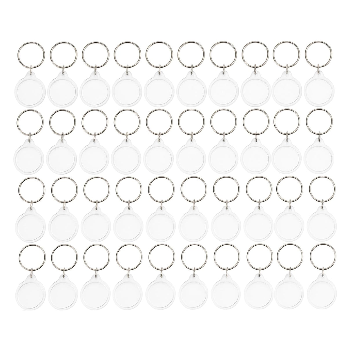 ROHIJALE 40Packs Clear Round Photo Keychains Outer diameter 1.57 Inch DIY Acrylic Blank Keychain Inserts Transparent Plastic Photo Frame Key Ring for Personalized Picture, Logo, or Crafts