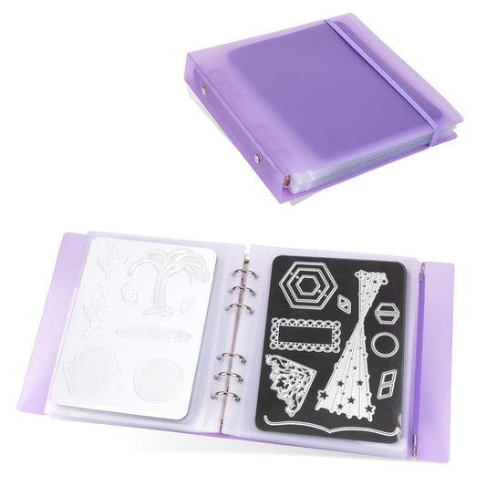 UNIMEIX 12 Pcs Magnetic Sheets for Die Storage with 1 Binder Cover, Stamp and Die Storage Pockets Die Cut Storage for Card Making Supplies(0.8 mm Thickness, Purple)