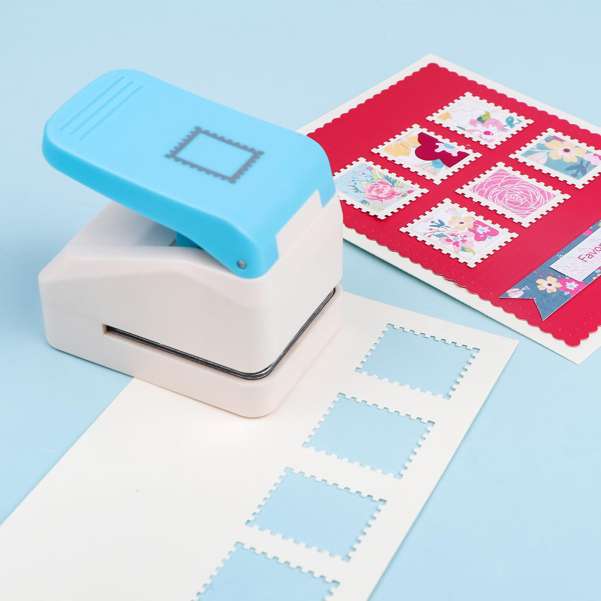 Stamp Puncher, Stamp Shaped Hole Punch,1.1x0.9inch Rectangle Postage Stamps Craft Punch, Stamps Cutter Hole Punches, Journaling Supplies Punchers, Paper Punches for DIY Scrapbooking Card Making