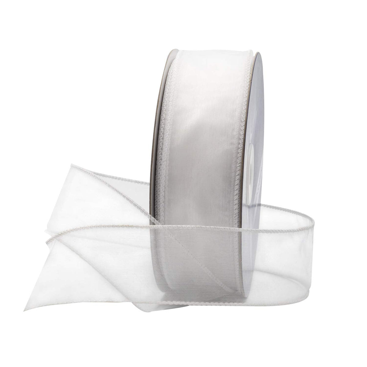 Royal Imports Organza Wired Sheer Ribbon 1.5" (#9) for Floral & Craft Decoration, 50 Yard Roll (150 FT Spool), White