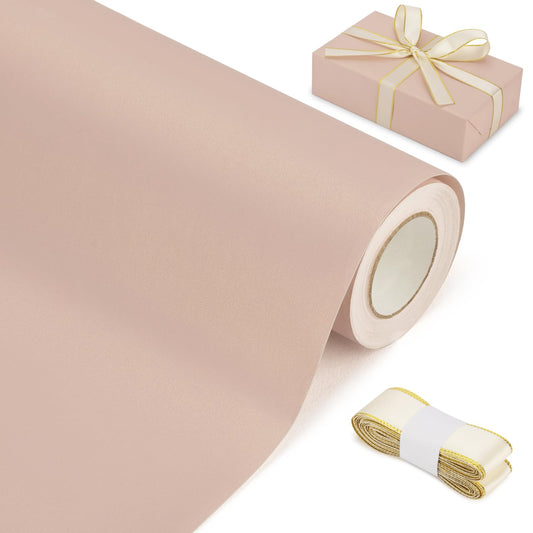Rumvan Pink Matte Wrapping Paper16.9 Inches X 39.3 Feet,Solid Color pearlescent Paper,Gift Wrapping Paper,Perfect for Valentine's Day,Birthday,Christmas,Graduation,Baby Shower,DIY Bouquet (Pink colour)