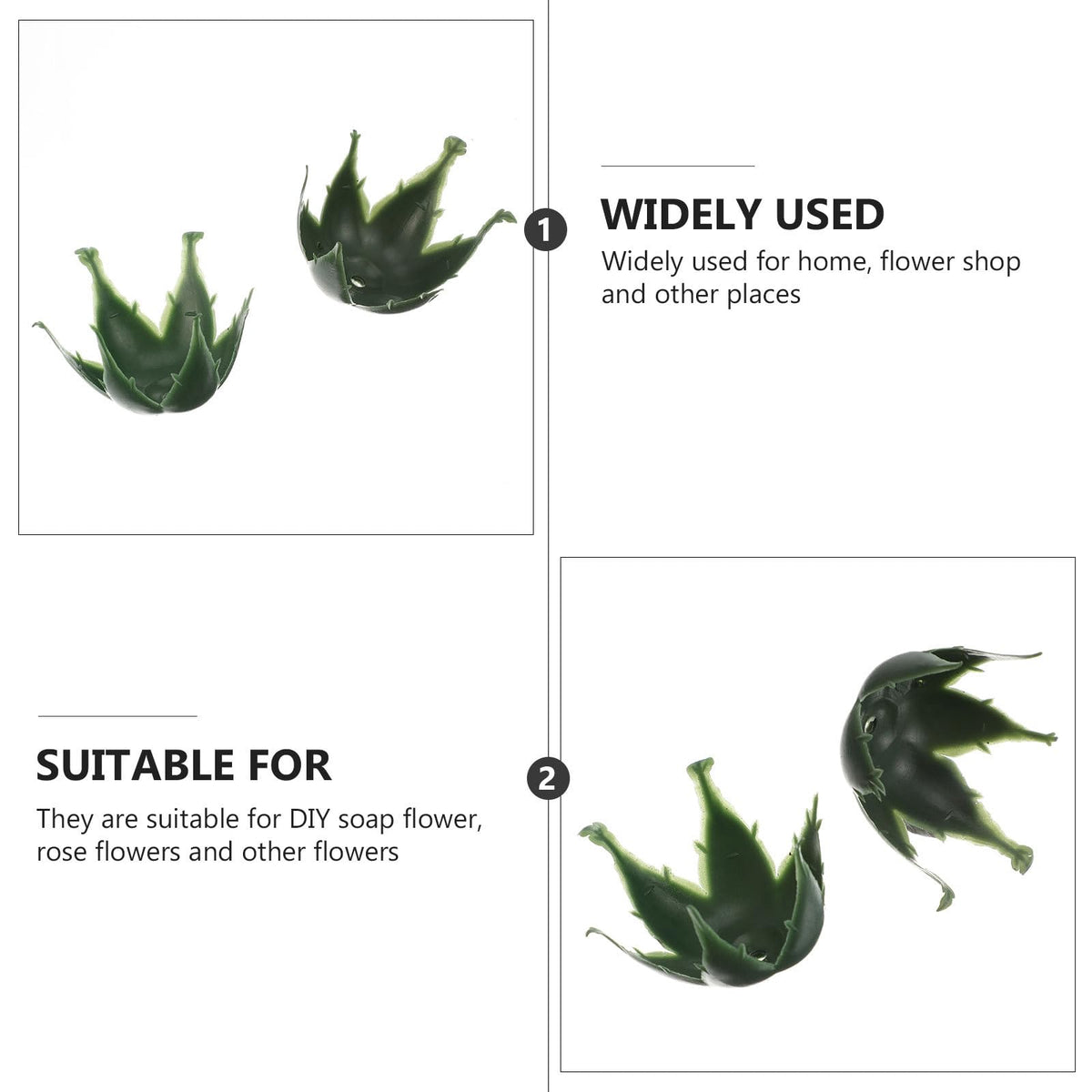 ARTIBETTER 50Pcs Simulated Flower Holders Plastic Sepals for DIY Rose Craft Floral Arrangement Supplies 1.77 Inch