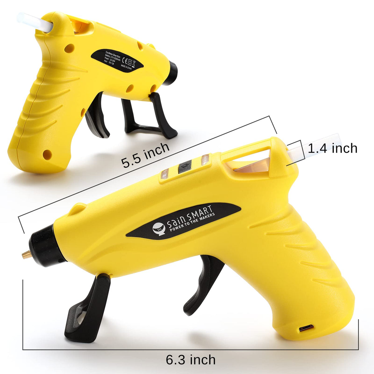 SainSmart Mini Cordless Hot Glue Gun with Anti-Drip Design and 20 Glue Sticks for Christmas Decorations, DIY, Creative Crafts & Arts, and Quick Repairs