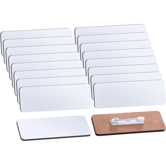 Outus 16 Pieces Sublimation Name Tag DIY Blank ID Badge with Round Corners Pin Custom Personalized Name Tag for School, Office (1 x 3 inch)