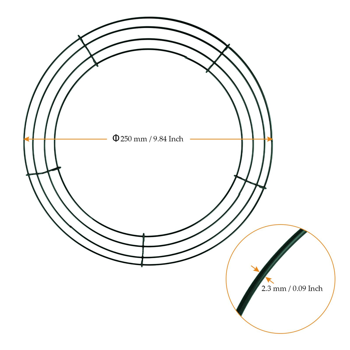 MUKCHAP 40 Pack 10 Inch Round Metal Wreath Frame Ring, Floral Wire Wreath Form for DIY Crafts, Wedding, Party, Green