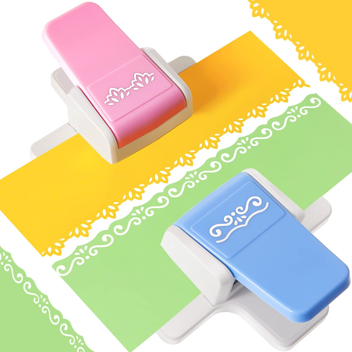 2 Pcs Paper Punch Fancy Border Edge Craft Flower Embossing Handmade DIY Gift Card Puncher for Paper Craft Scrapbooking Wedding Cards(Sweet Style)