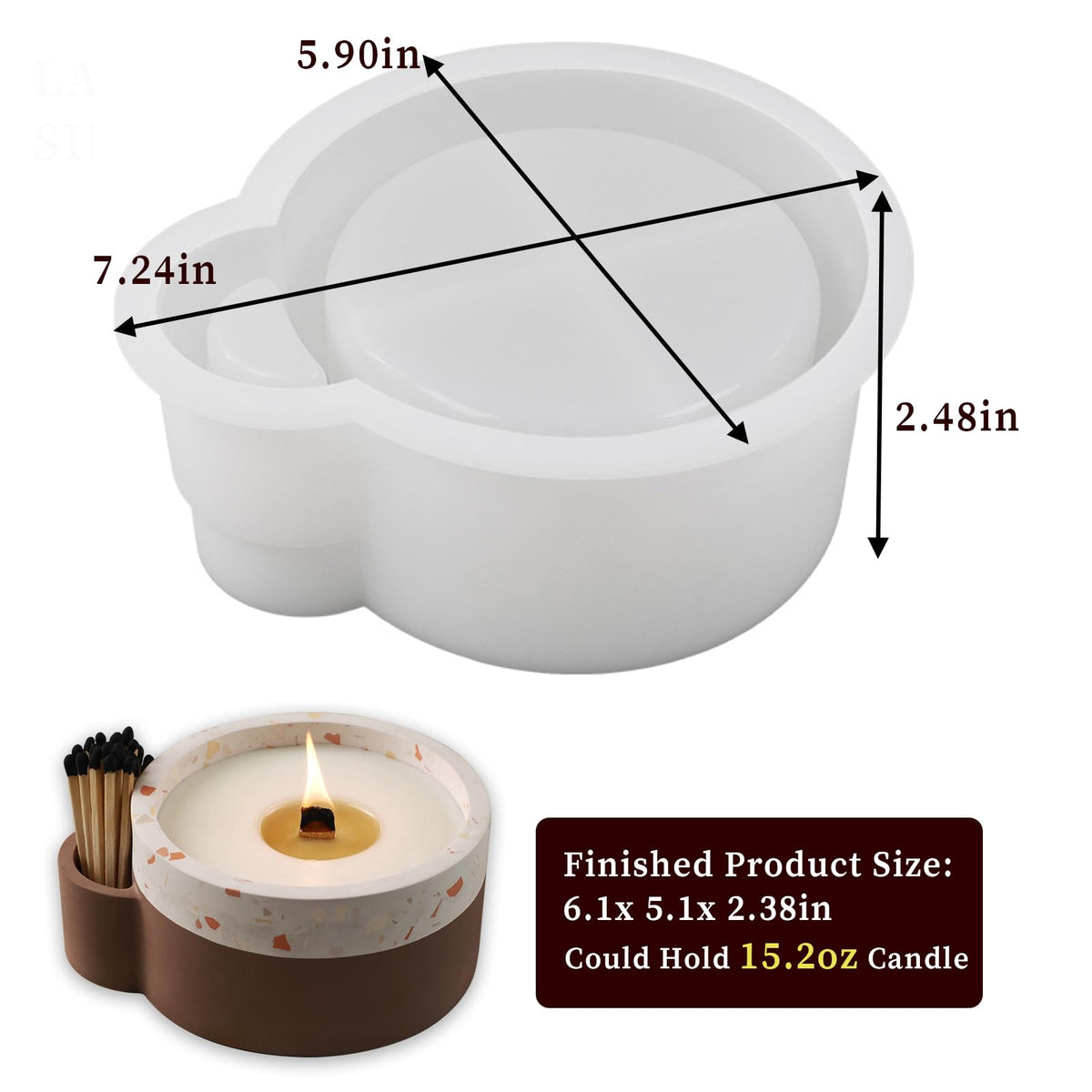 Wehous Large Candle Holder Silicone Resin Concrete Cement Mold, Unique Candle Vessels Jewelry Holder Round Container Jar Box Bowl for DIY Storage Craft Decor