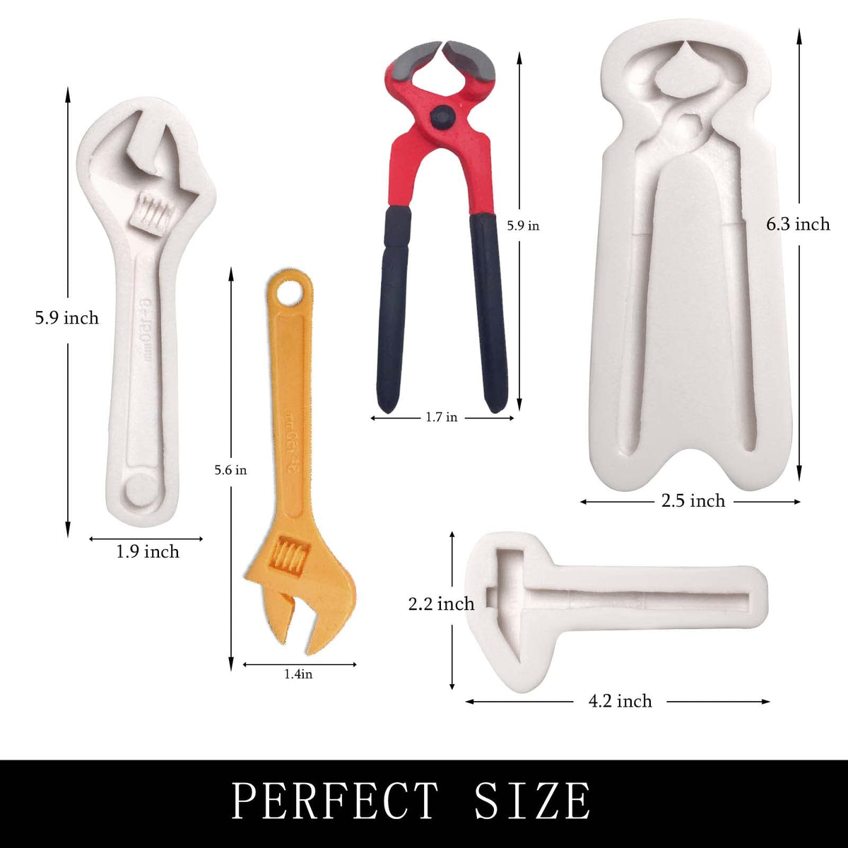 Hand Tools Chocolate Silicone Molds, 3 Packs Large Hammer Wrenches Pliers Construction Tools Baking Molds, 3D Fondant Molds for Cake Decoration Candy Sugar Craft Gum Paste Clay