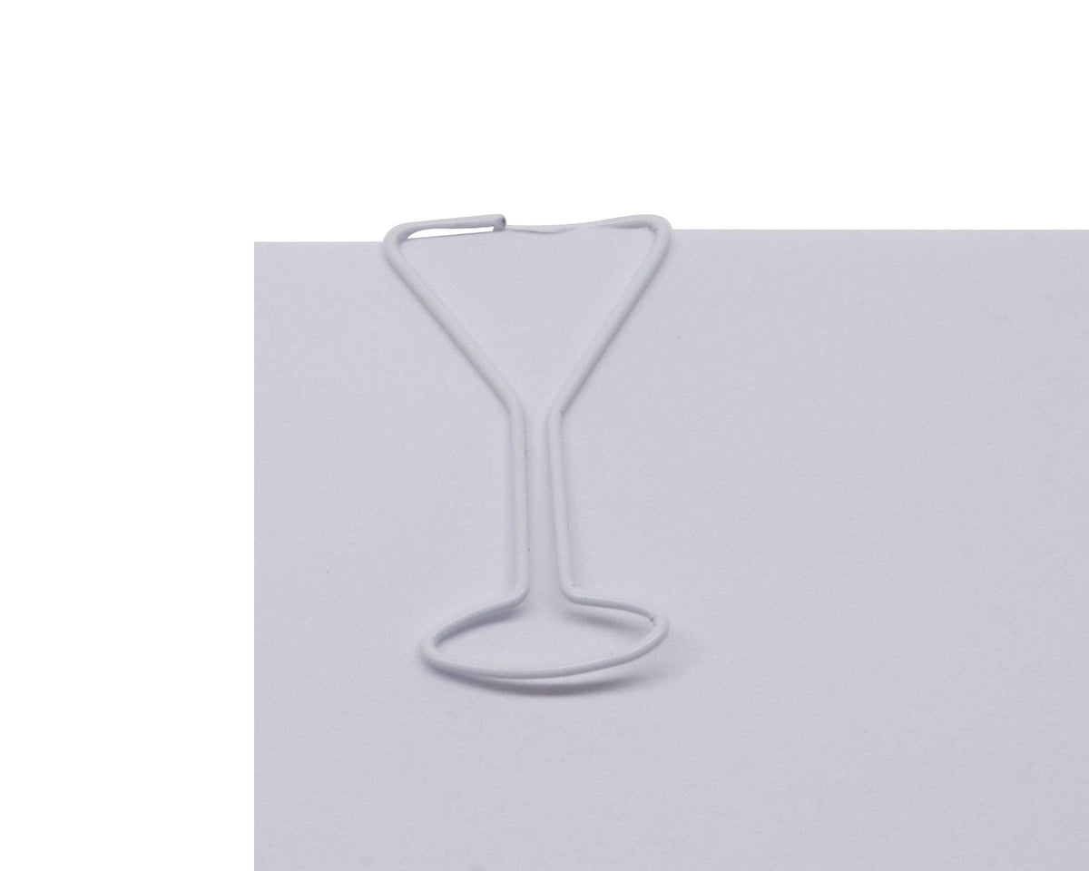 Butler in the Home 100 Count Martini Shaped Paper Clips Great for Paper Clip Collectors or Office Gift - Comes in Round Tin with Lid and Gift Box (White)