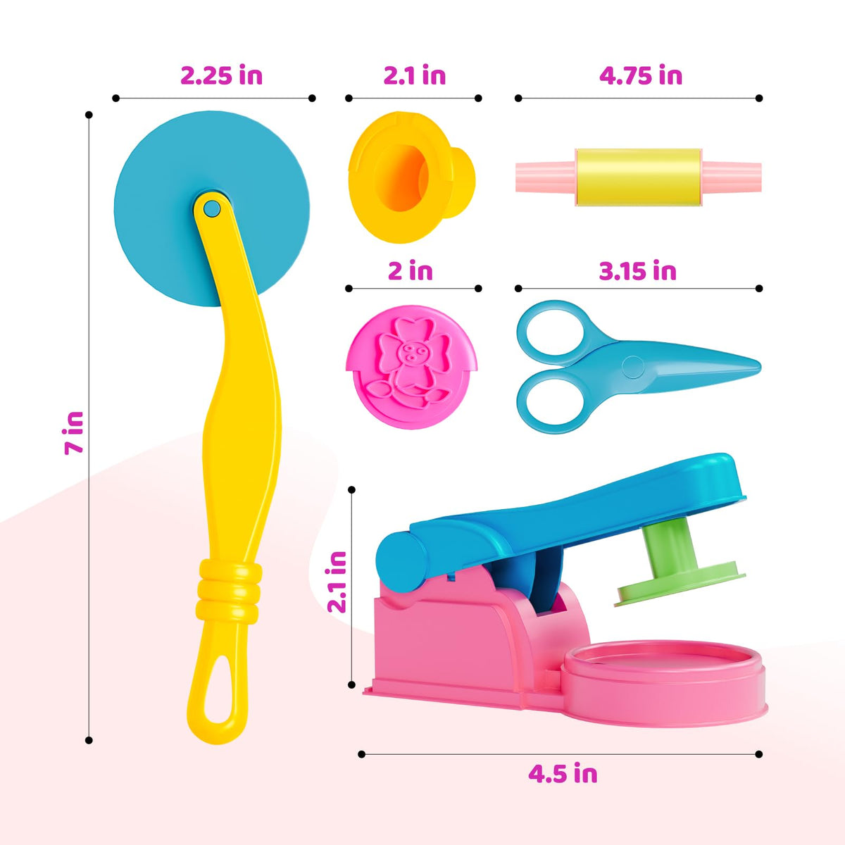 Dough Tools for Kids, 46Pcs Dough Toys Sets Playdough Accessories Include Play Food Molds - Cupcakes, Ice Cream, Noodle, Play Bulk Pack with Roller, Cutters, Scissor, DoughMat and Storage Bag Gifts