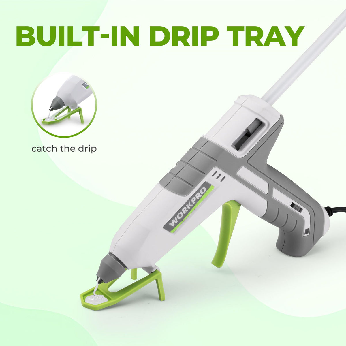 WORKPRO Hot Glue Gun Full Size - 60/100W Dual Temp Glue Gun and Sticks Set with 10 PCS Glue Sticks (7/16") - 90S Fast Preheating Hot Glue Gun Kit for Construction, Crafting, DIY and Repairs - White