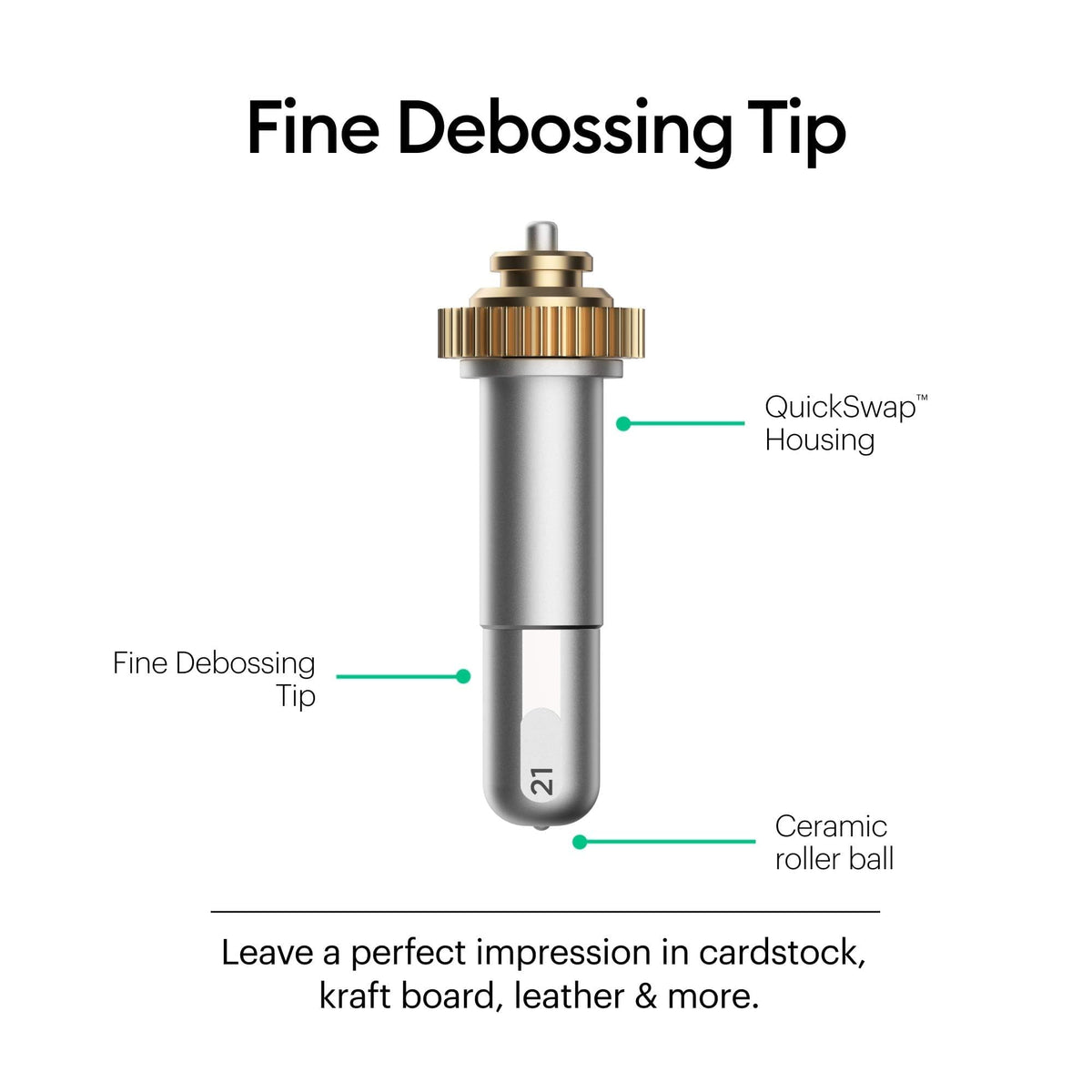 Cricut Fine Debossing Tip + QuickSwap Housing, Tip with Rolling Debossing Ball, Deboss Designs on Thick Foil, Cardstock & More, for Personalized Crafts, Compatible with Cricut Maker Cutting Machine
