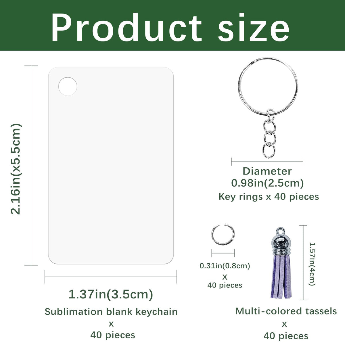 GEKIXUTP 160 Pcs metal Sublimation Keychain Blanks Bulk,Double Sided Sublimation Blanks Keychain Heat Transfer Keychain Blanks with Tassels,Sublimation Ornament Blanks key chain