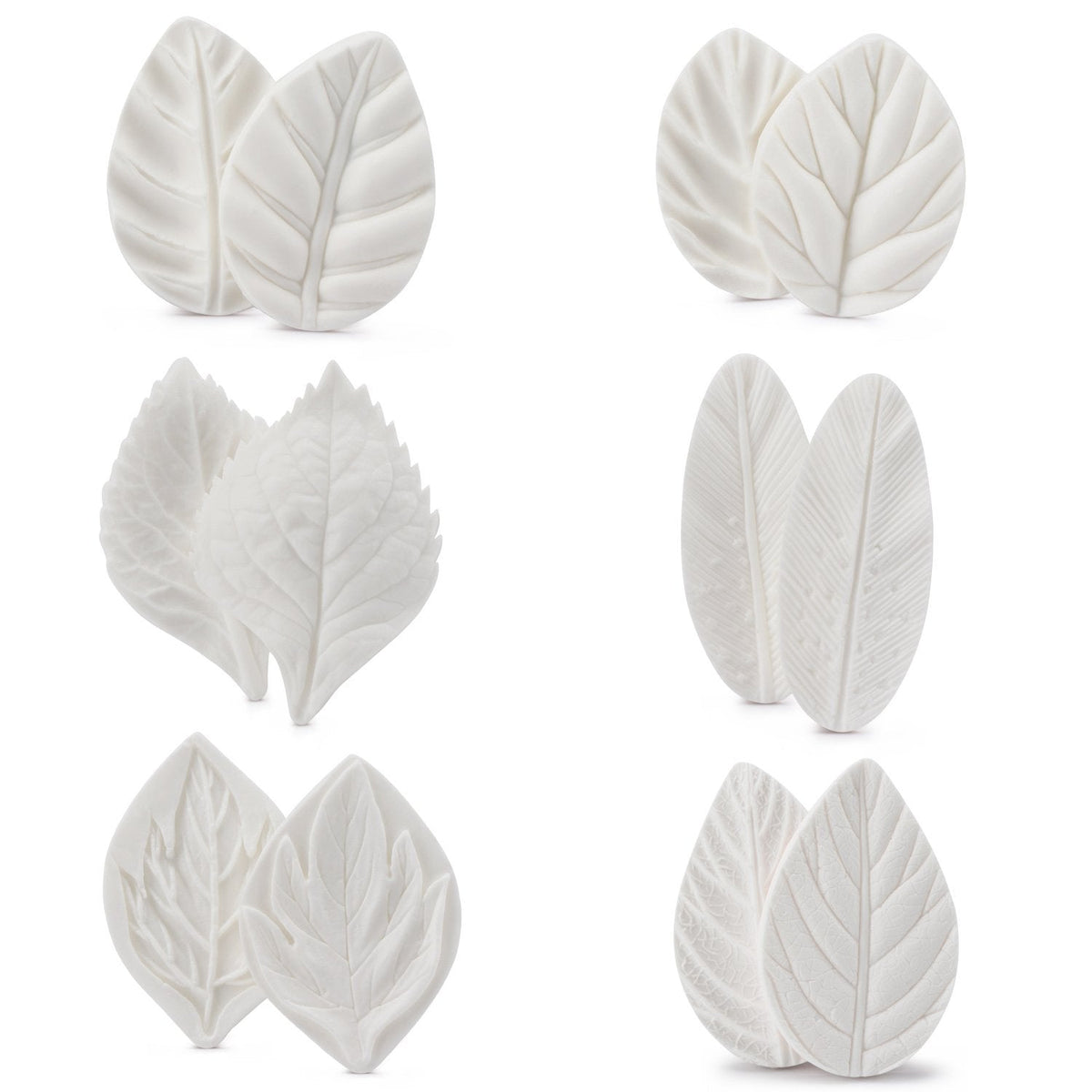 Beasea Silicone Leaf Fondant Mold, 6pcs Rose Leaf Cutter for Fondant Cake Decorations Styling Chocolate Sugar Cookie Cutter Set Silicone Mould