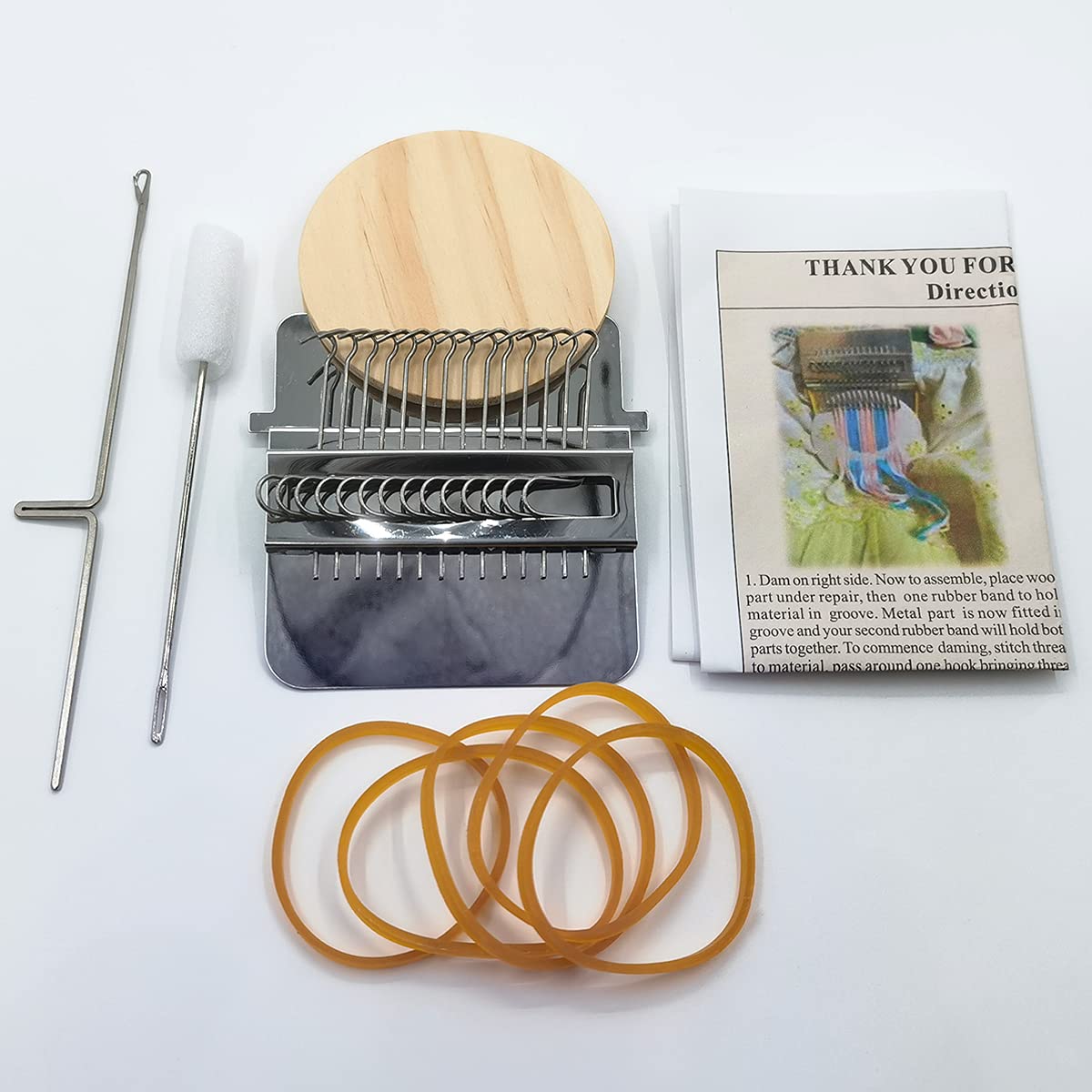 Rumexeng Small Weaving Loom, Wooden Speedweve Darning Loom Type Weave Tool, Convenient DIY Darning Machine for Mending Jeans and Clothes Quickly and Easily, Makes Beautiful Stitching (14 Hooks)