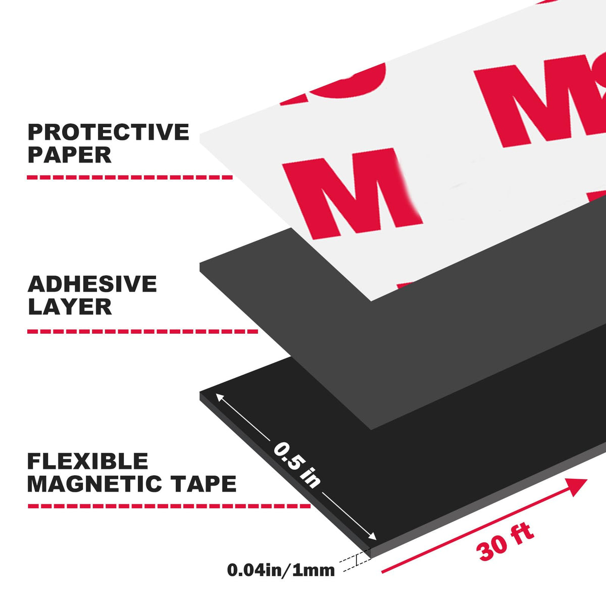 CHUNNIAO A+B Matched Magnetic Strips with Adhesive 2"x1"x0.04" (Pre-Cutting 96 Pcs),Adhesive Magnet to Magnets Stick Face to Face,Great for Bookmarks Craft