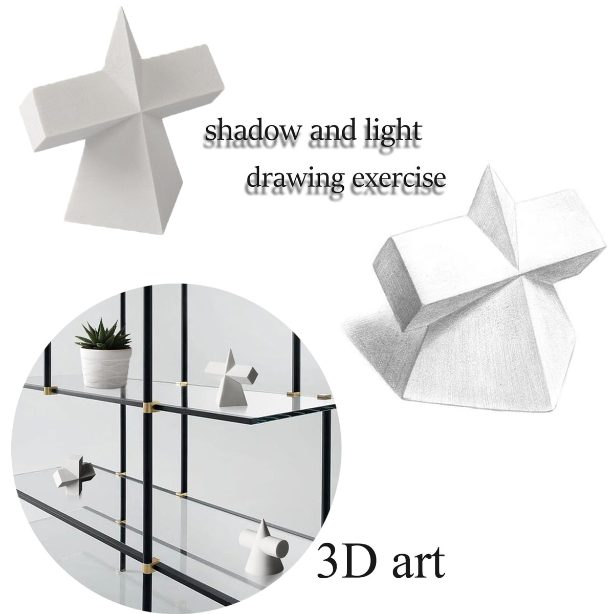 Gypsum Geometry Sketch Drawing Model Geometry Mold Sketch Geometric Solid Modeling Ball Block Shape Resin Aid Practicing
