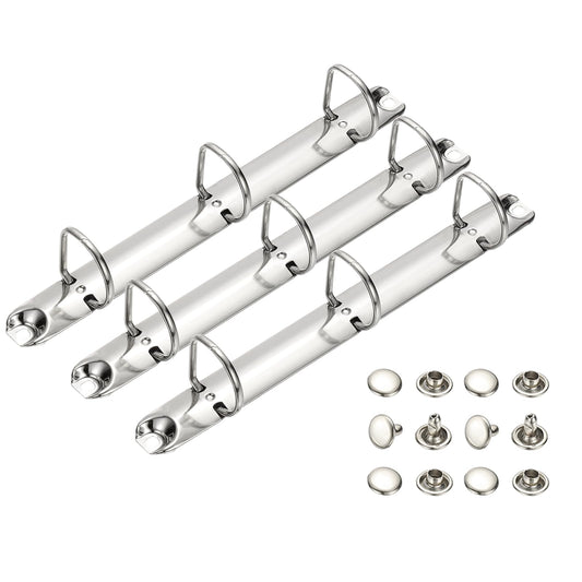 PATIKIL A5 3 Hole Ring Binder Mechanisms, 3 Set 0.8" D Ring Replacement Binder Planner Loose Leaf Binding Spines for Organizers DIY Fill Paper Storage Folder Accessories, 25mm Silver Tone