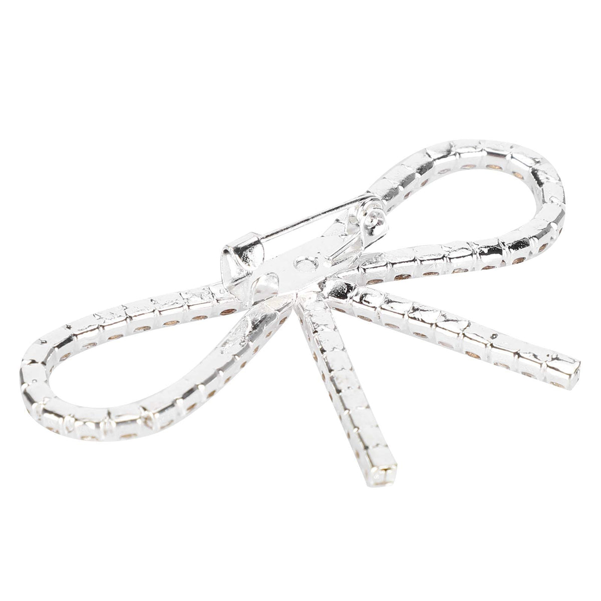10Pcs Sliver Clear Rhinestone Crystal Bow Brooches Pins Set DIY Wedding Bouquet Broaches Kit