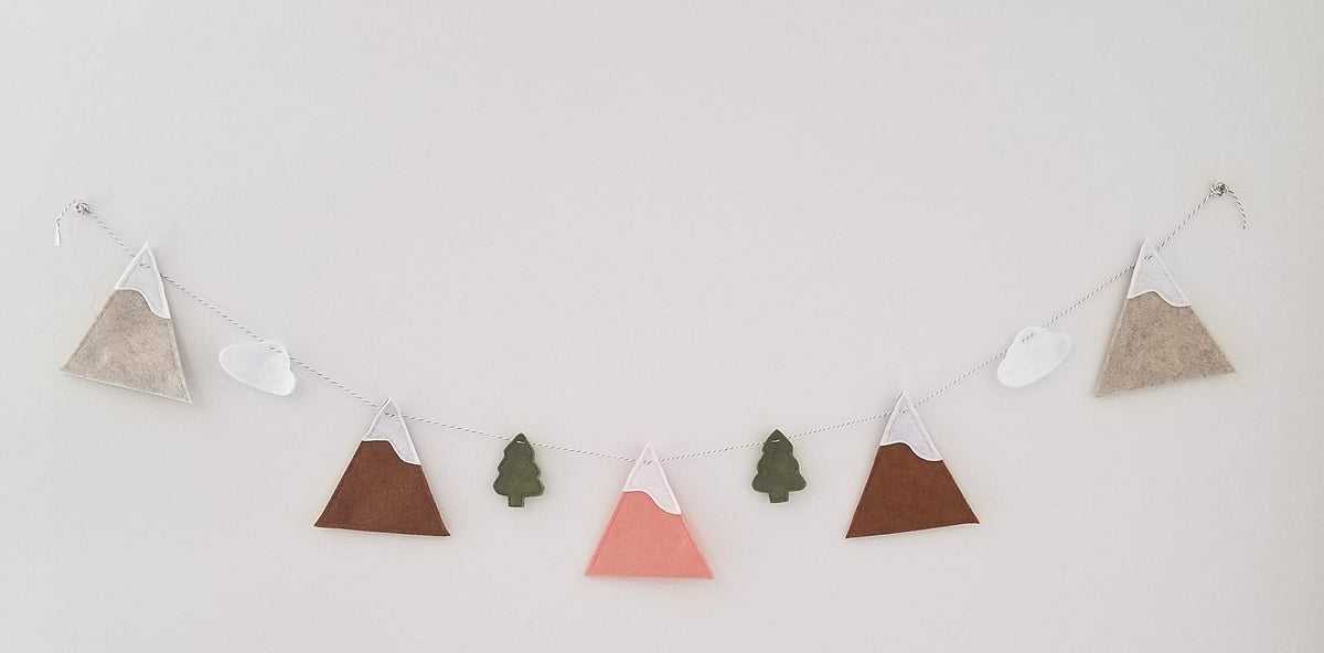 Ella & Max Kids Nursery Decor Mountain Garland Banner, Terra Cotta Woodland Theme, Rustic Felt Bunting, Handmade in USA