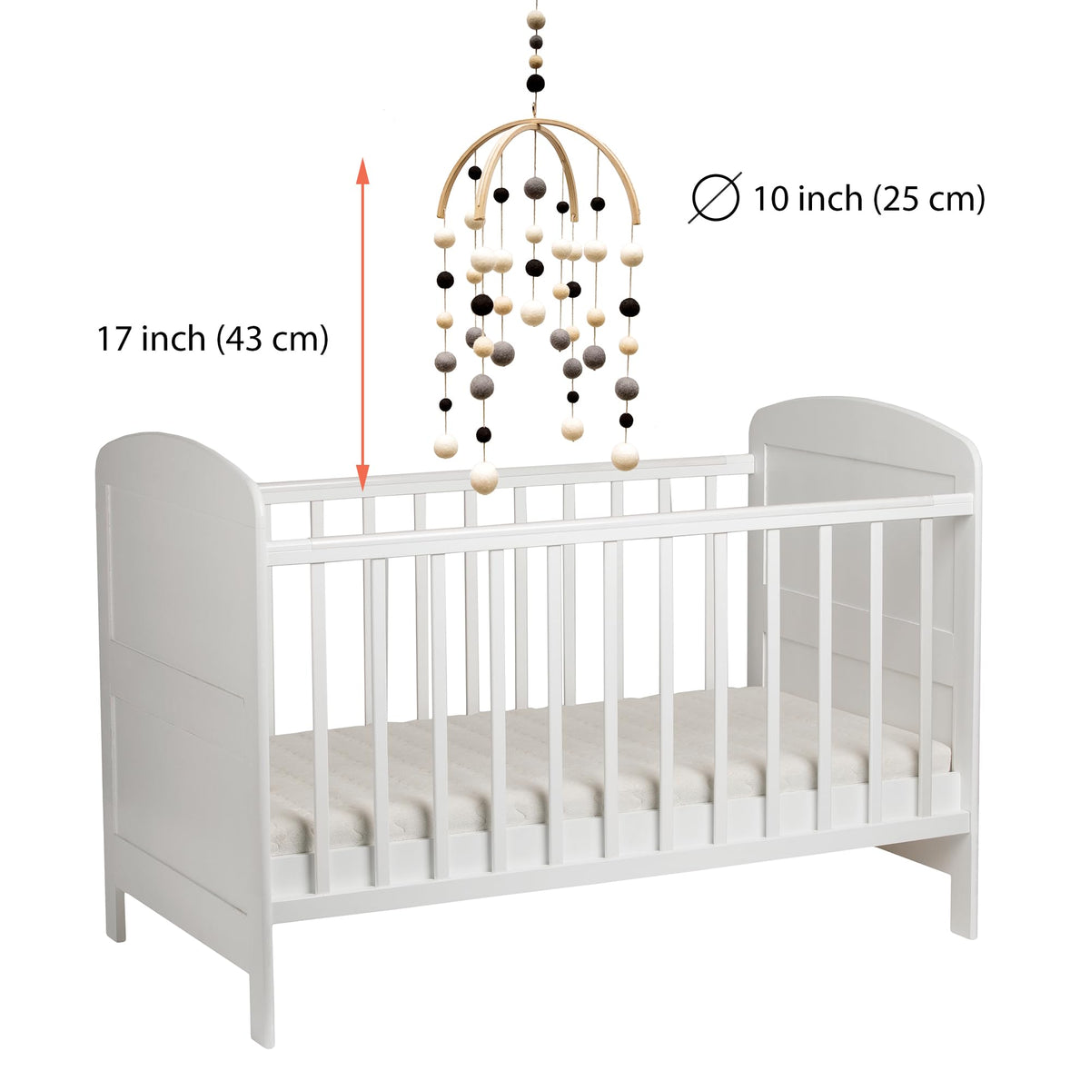GLACIART ONE Black and White Baby Crib Mobile | Safe High Contrast Wool Toys, Neutral Room Decor for Boy & Girl | Develops Cognitive, Visual & Motor Skills | Great Gift Idea