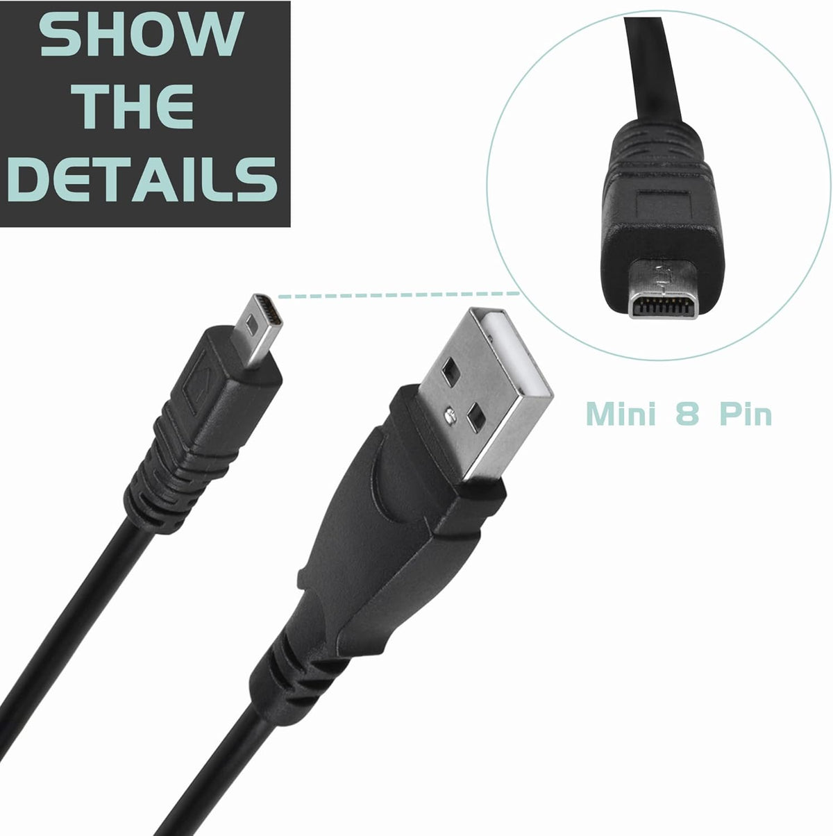 3.3ft Mini-8pin DSLR-A100 A100 USB PC Data Sync Cable Cord for Sony Camera Alpha K DSLR Kit