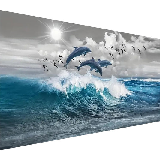 BOHADIY Diamond Painting Kits，Large 5D DIY Fish Ocean Beach Diamond Painting Kits for Adults，DIY Full Drill Crystal Rhinestone Arts and Gem Art Painting with Diamond Home Wall Decor 28X16inch
