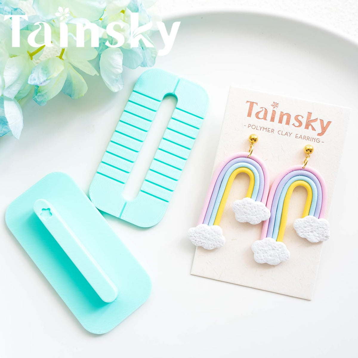 Tainsky Rainbow Guide Polymer Clay Tools, 8 Shapes Rainbow Shaper Polymer Clay Cutters, Rainbow Guide Earring Guide for Polymer Clay Earrings