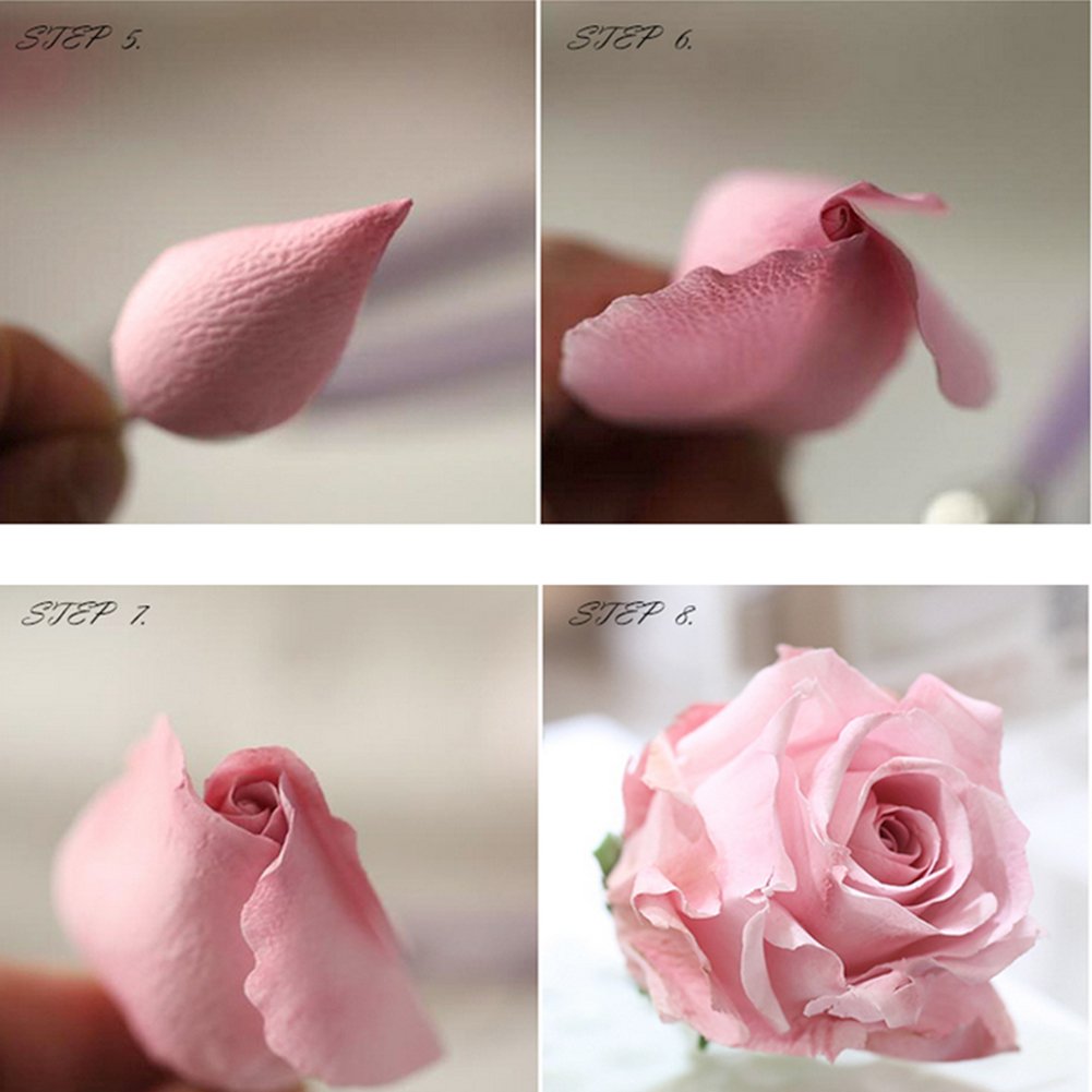 10 Pcs Austin Rose Cutter Set and 2 Pcs Rose Petals Shape Silicone Fondant Mold Veining Petal Sugar Flower Making Tool Cake Decorating Gumpaste Flowers Decor Kit