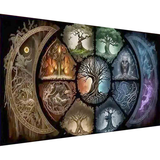 BOHADIY DIY 5D Diamond Painting Kits for Adults Diamond Art Large Size Tree of Life Abstract Tree Landscape Full Drill Crystal Rhinestone Embroidery Craft Kits for Home Wall Decor, 27.5X15.7 Inch